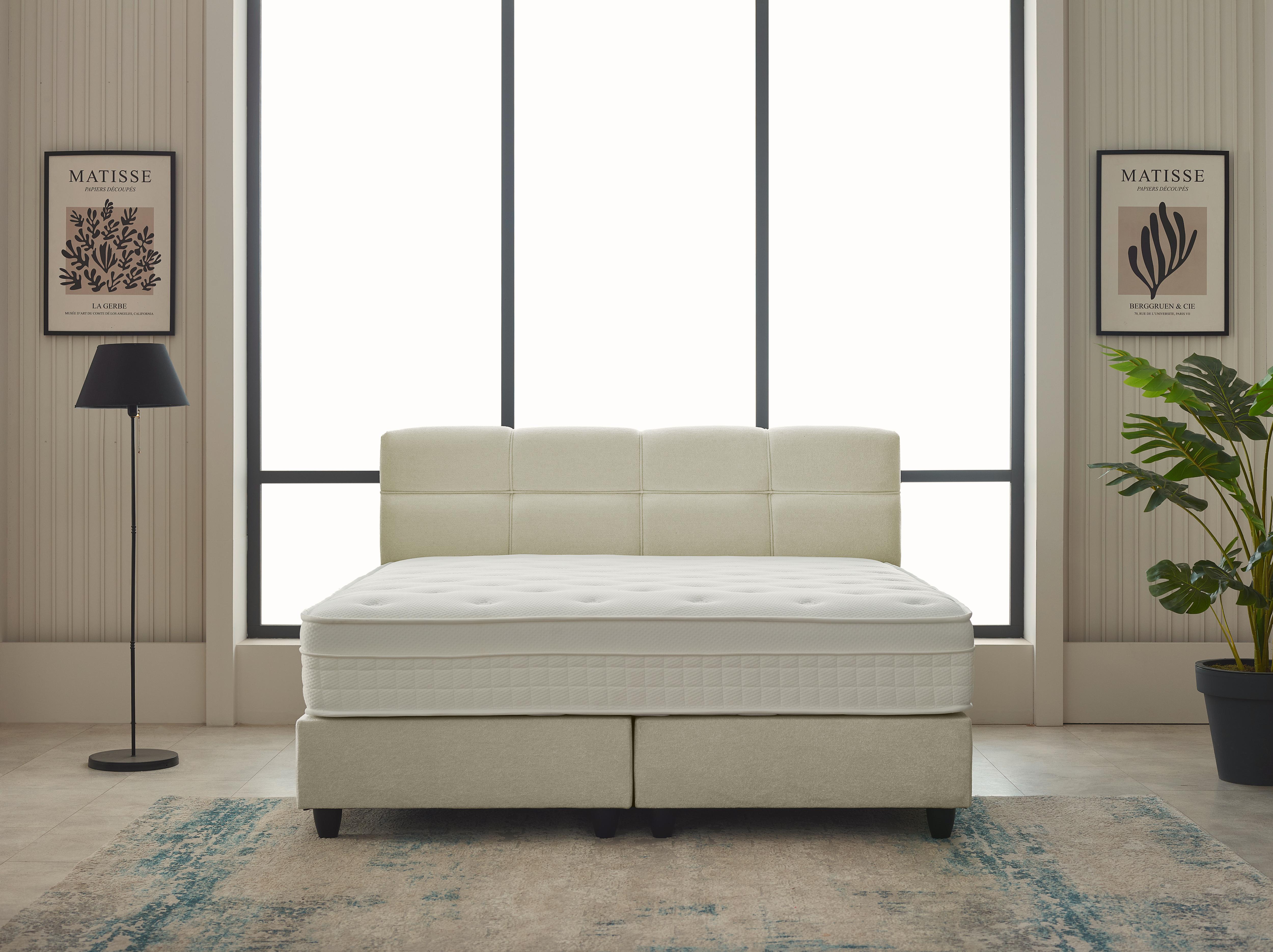 Boxspring - LaVida Beige - Complete set - Luxe 5-zone matras 500 pockets/m² met ingebouwde topper