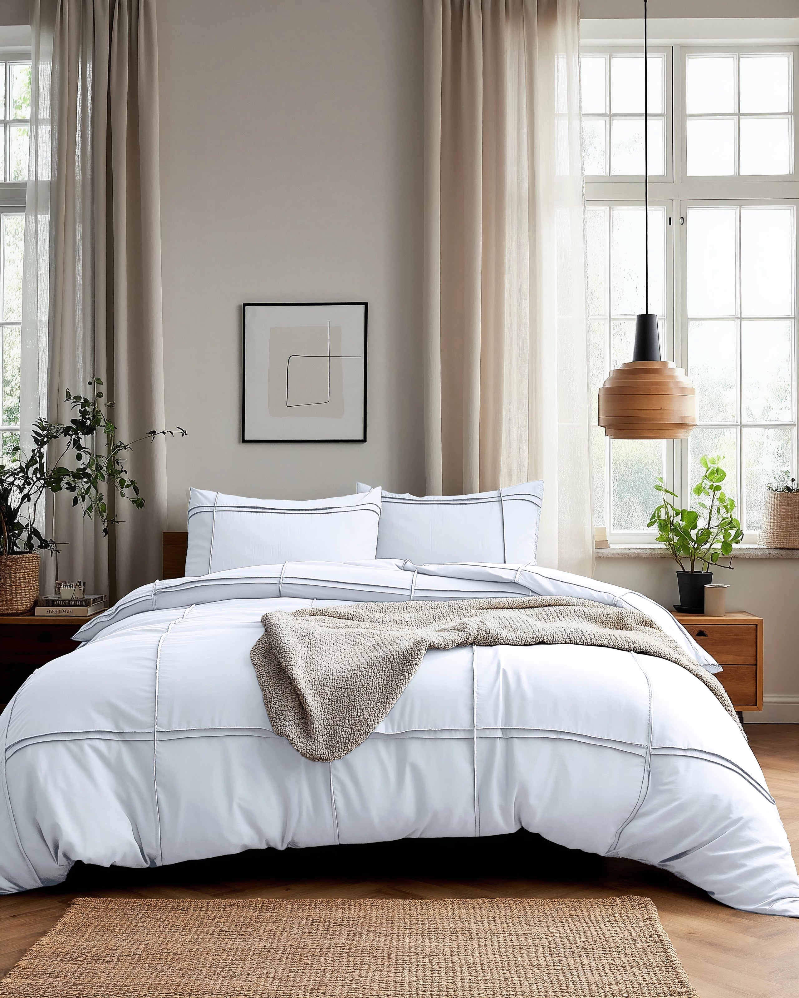 Dekbedovertrek Stone Washed Tufted - Pearl White
