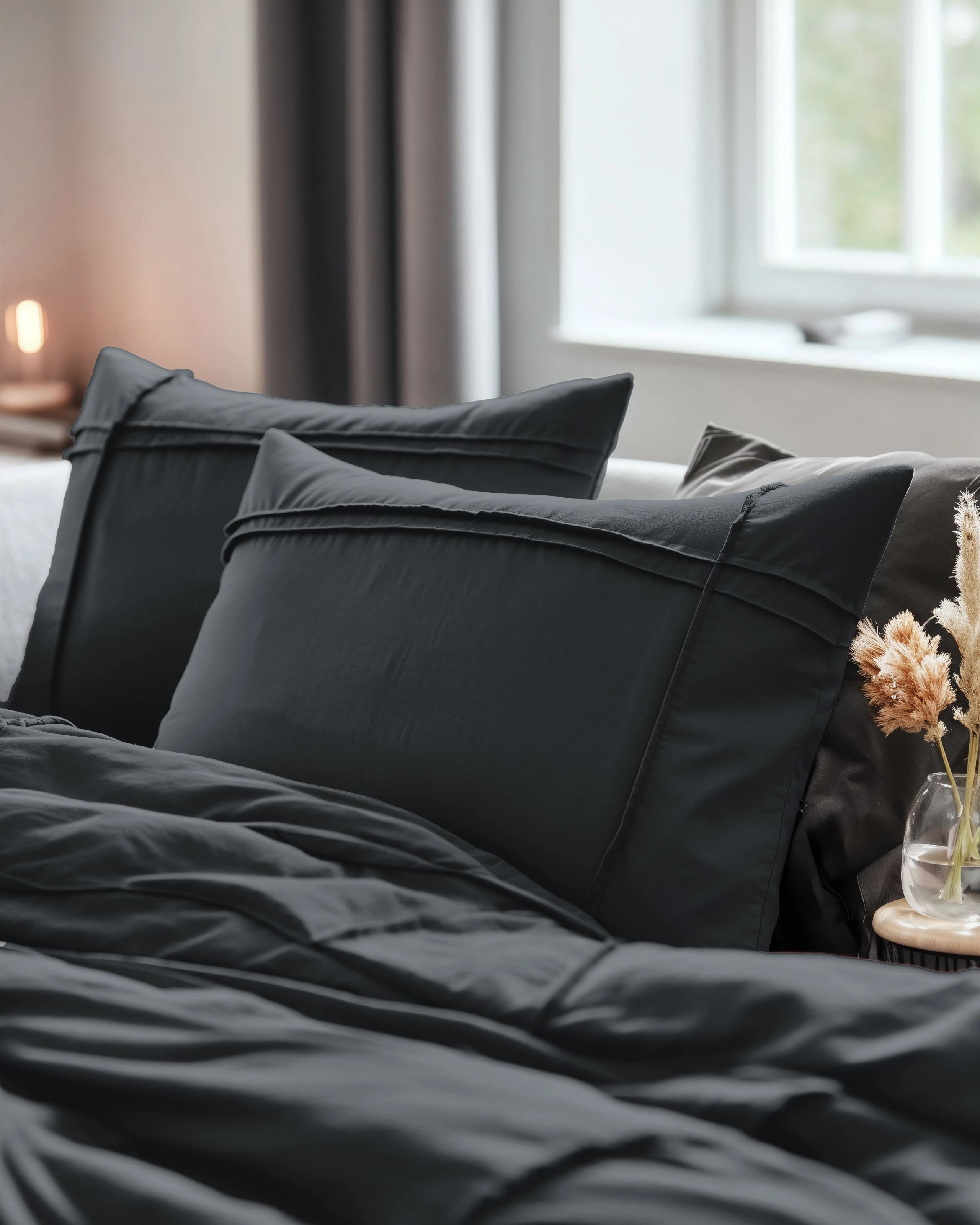 Dekbedovertrek Stone Washed Tufted - Antraciet