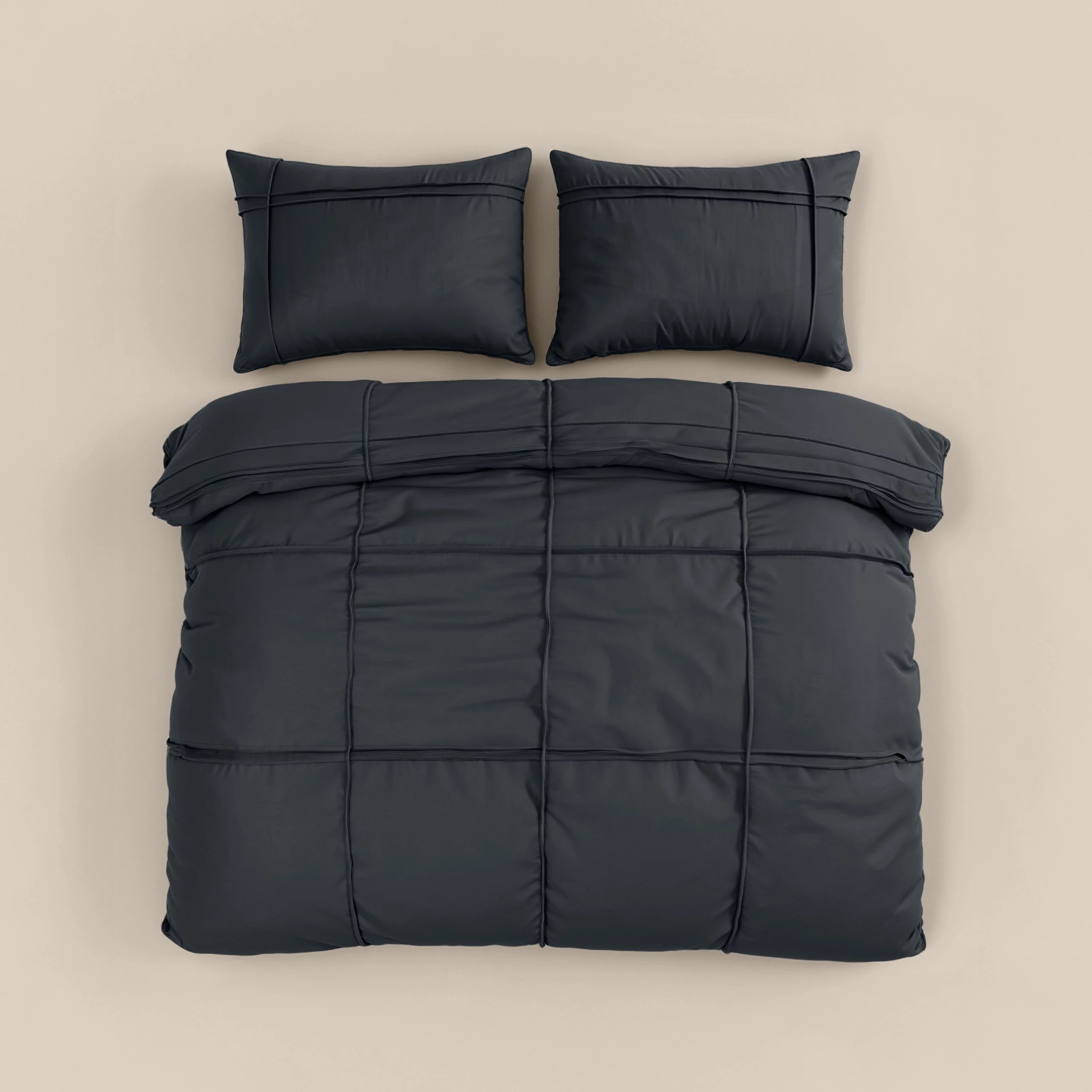Dekbedovertrek Stone Washed Tufted - Antraciet