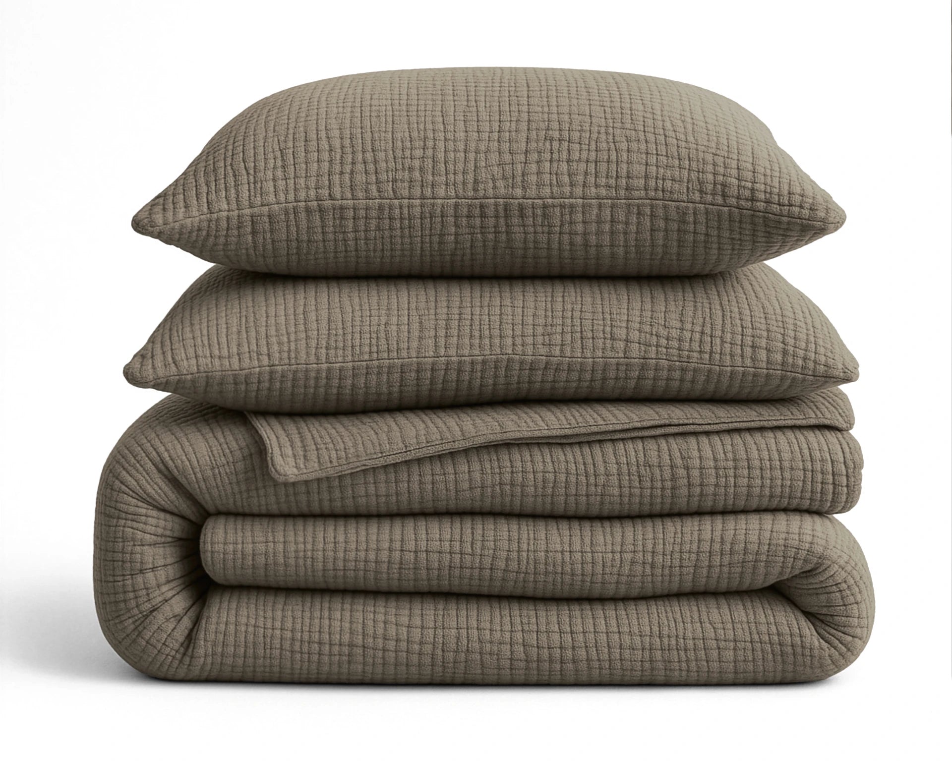 Katoenen Mousseline Lazy Dekbed met Kussenslopen – Taupe