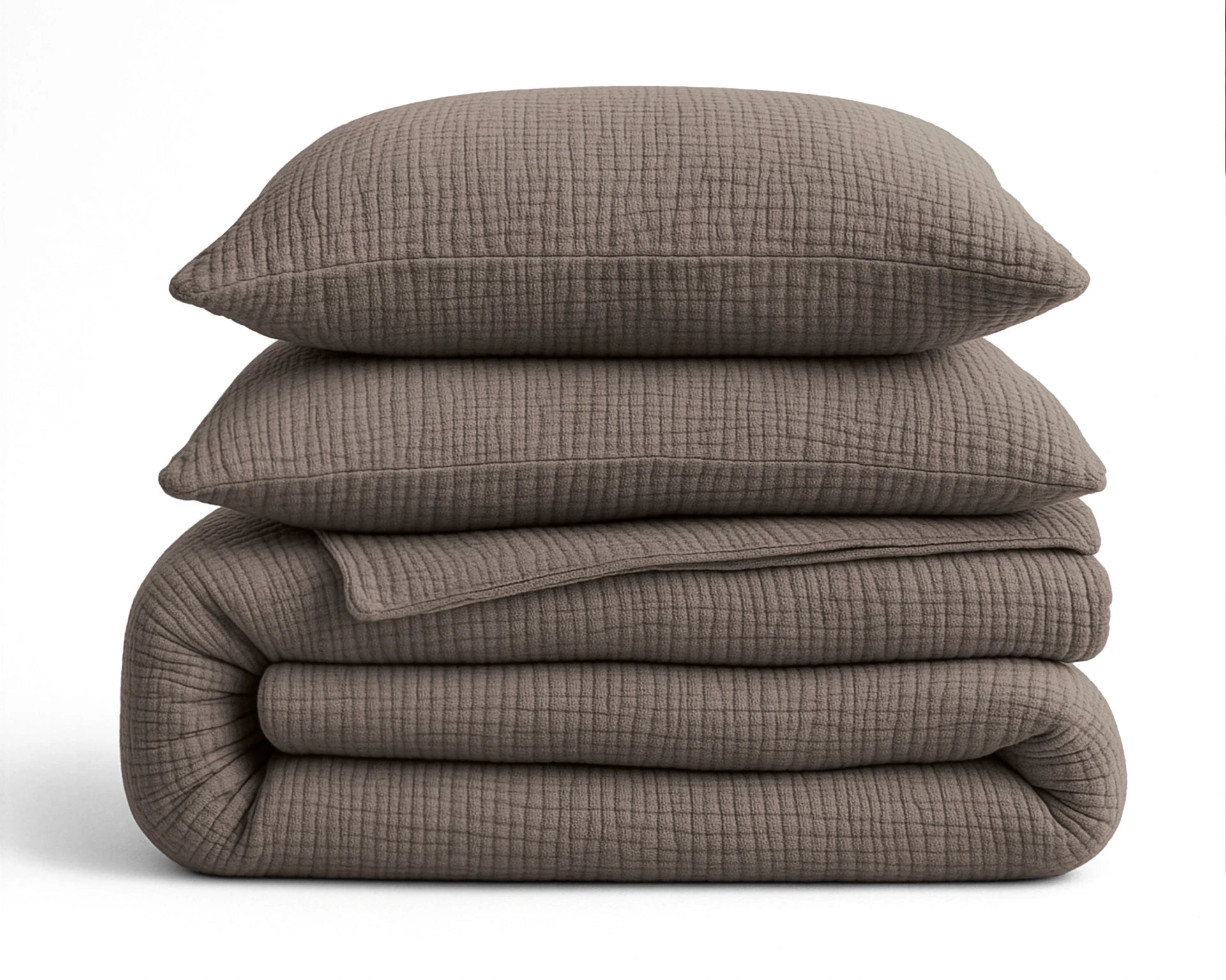 Katoenen Mousseline Lazy Dekbed met Kussenslopen – Donkertaupe