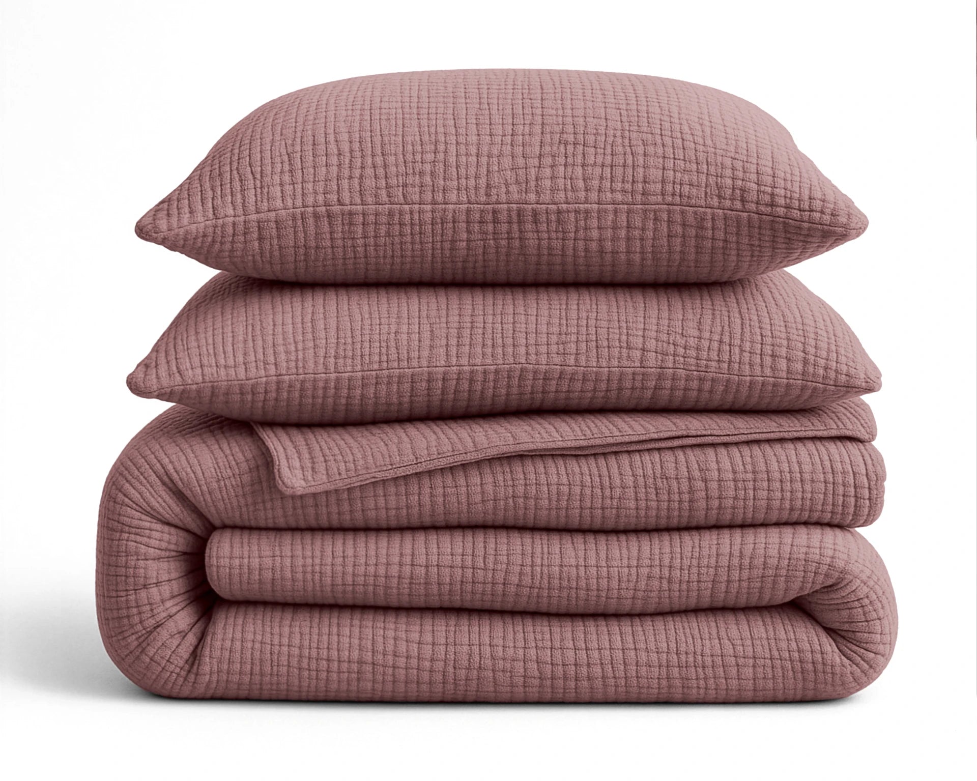 Katoenen Mousseline Lazy Dekbed met Kussenslopen – Oudroze