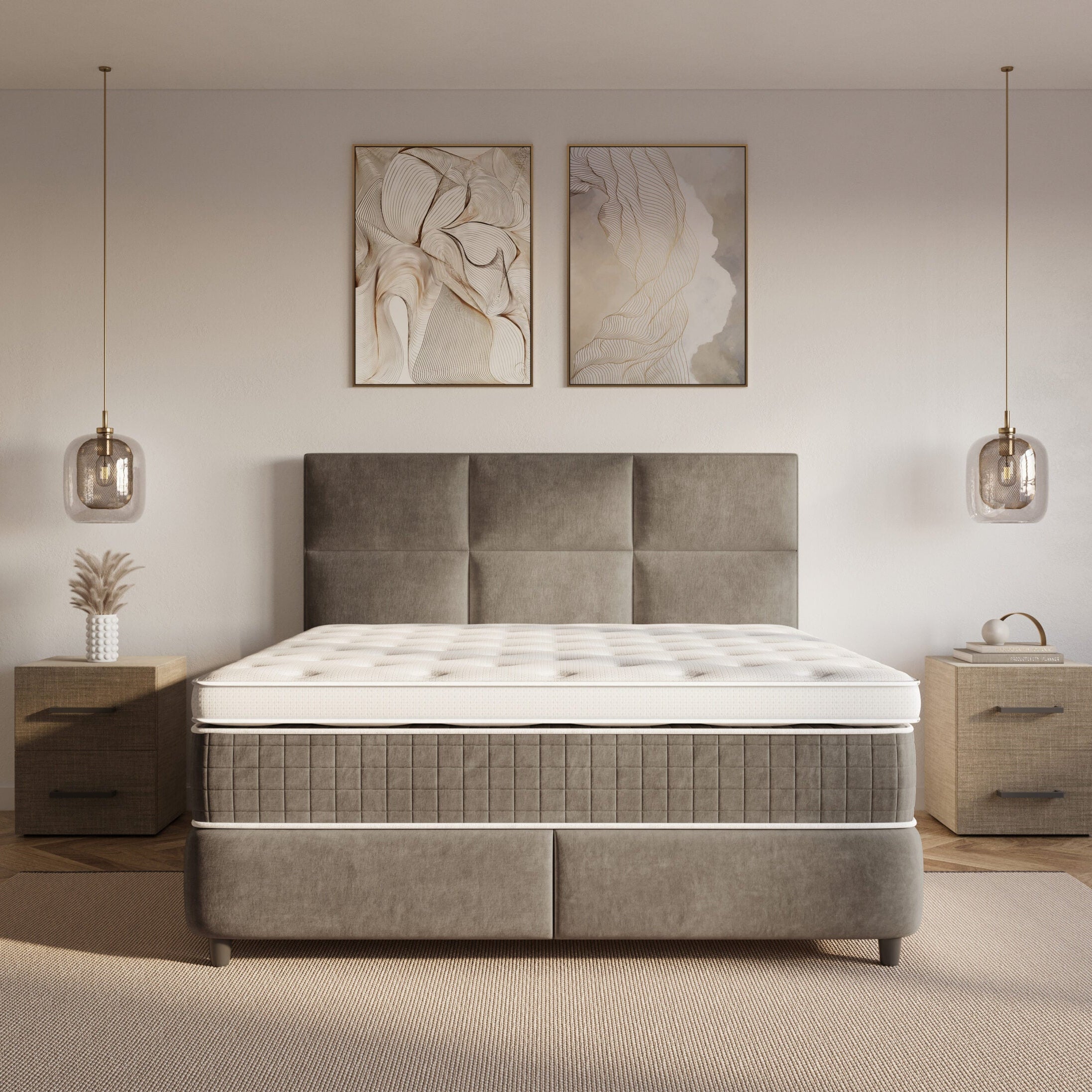 Boxspring met Opbergruimte Lunaro - Complete Set met Luxe 7-zone Matras - Taupe