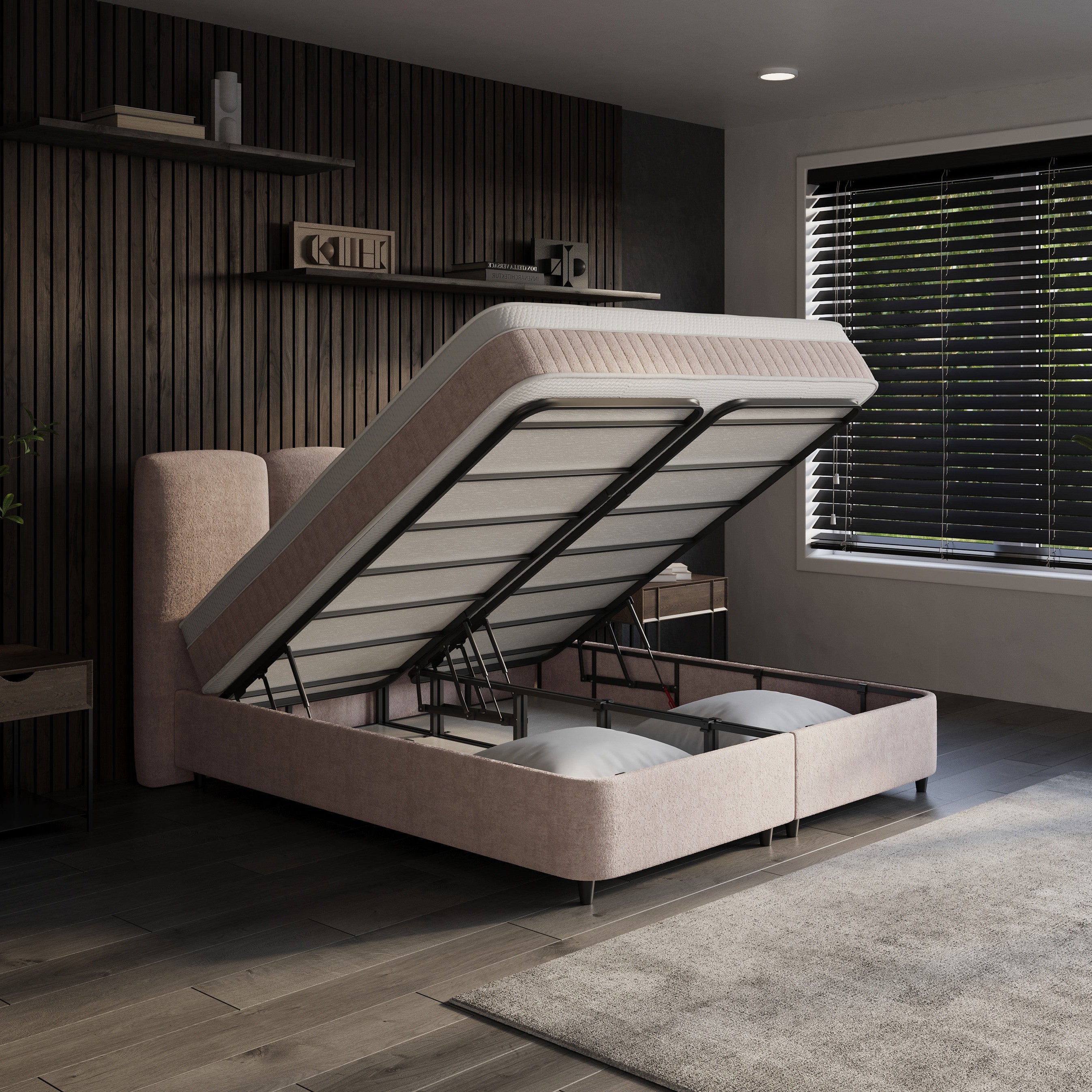 Boxspring met Opbergruimte Althea - Complete Set met Luxe 7-zone Matras - Taupe