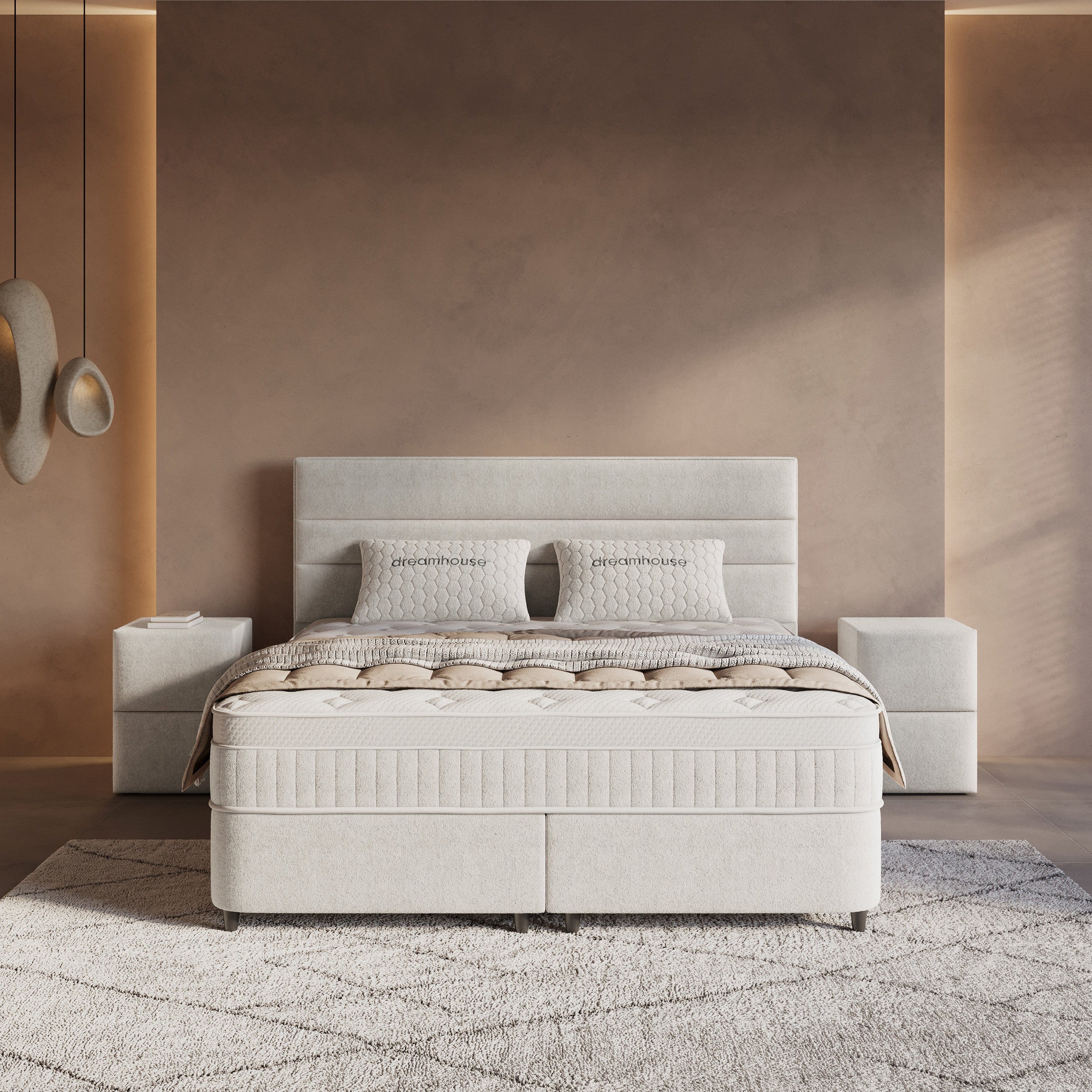 Boxspring met Opbergruimte Lunaris - Complete Set met Luxe 7-zone Matras - Off-White