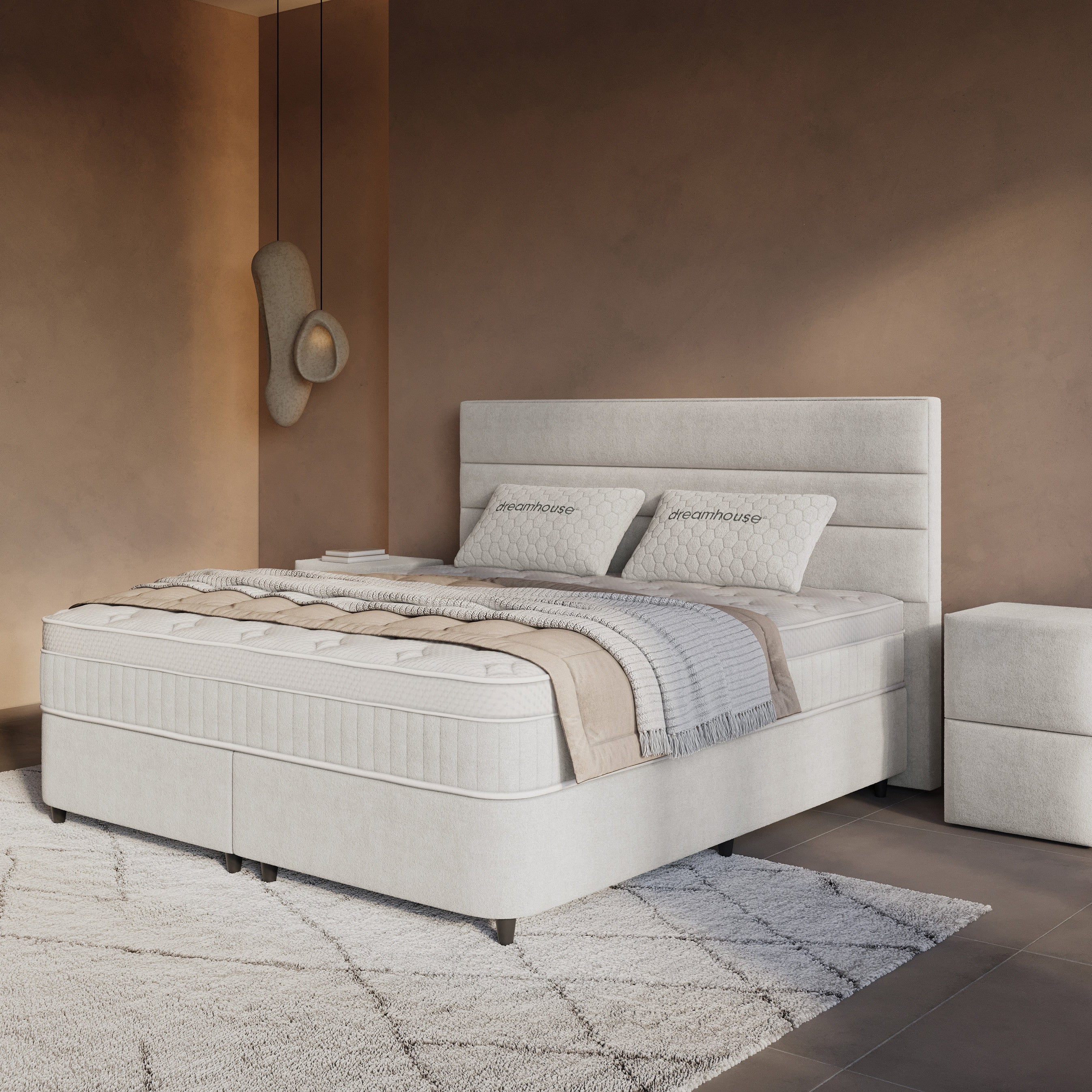 Boxspring met Opbergruimte Lunaris - Complete Set met Luxe 7-zone Matras - Off-White