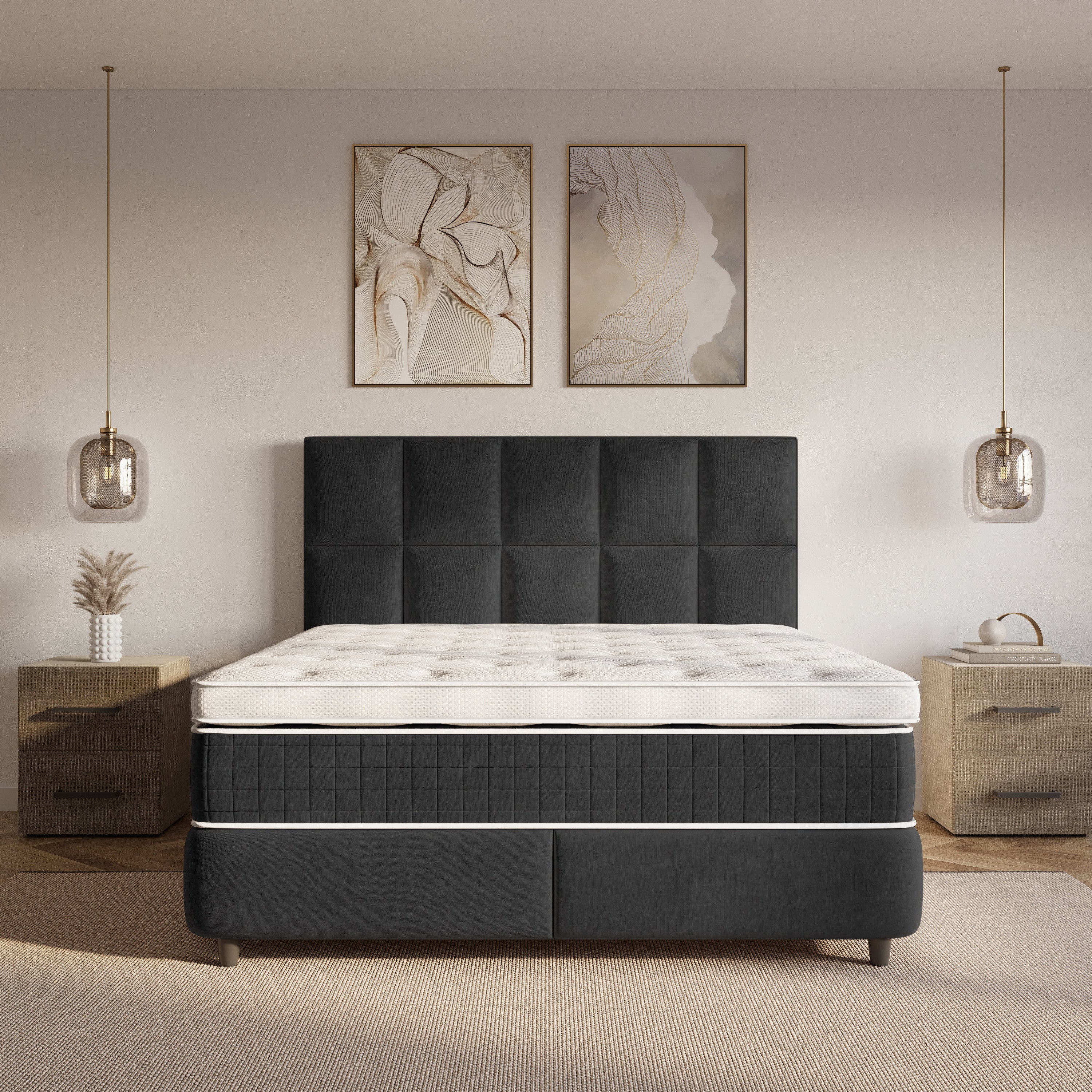 Boxspring met Opbergruimte Novaro - Complete Set met Luxe 7-zone Matras - Zwart