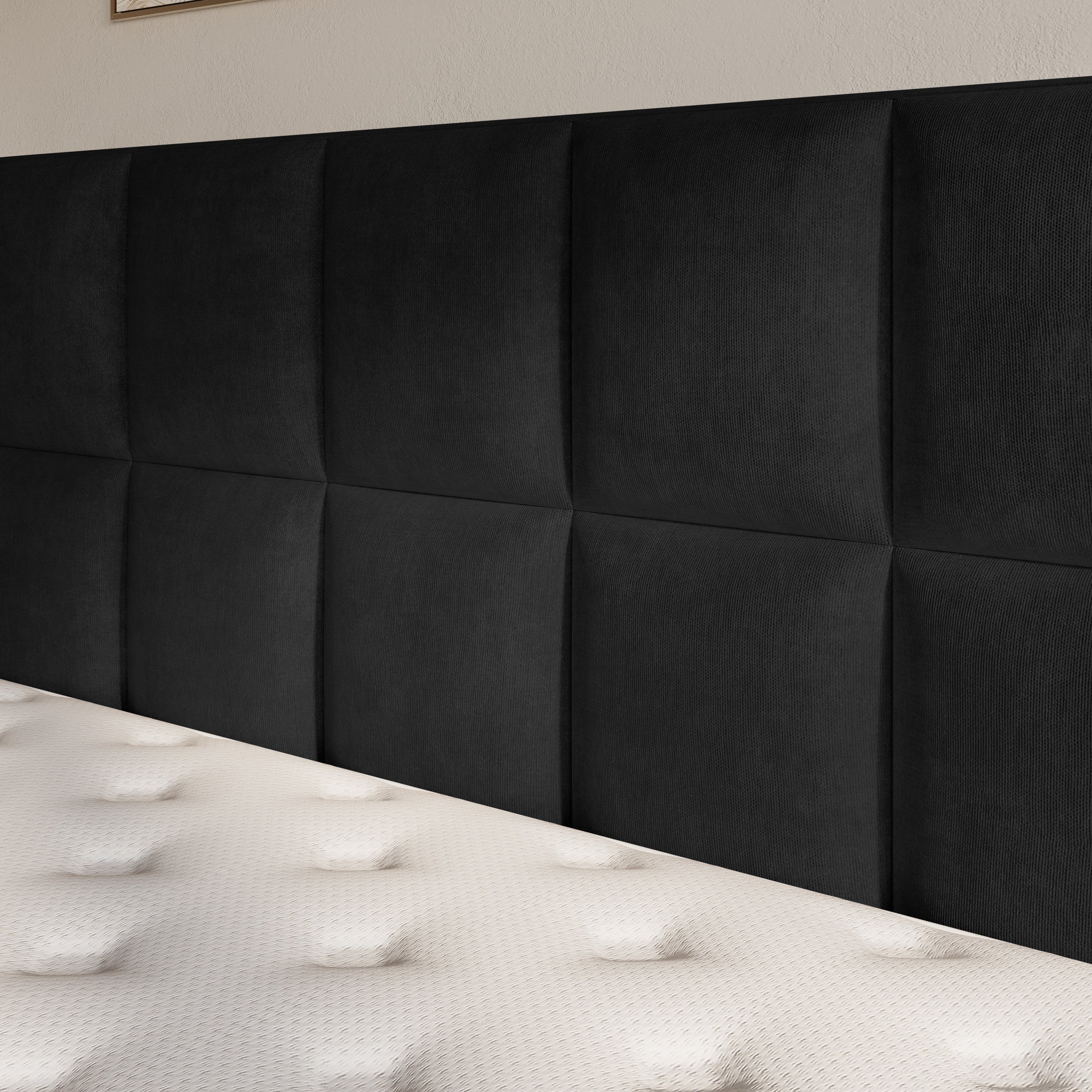 Boxspring met Opbergruimte Novaro - Complete Set met Luxe 7-zone Matras - Zwart