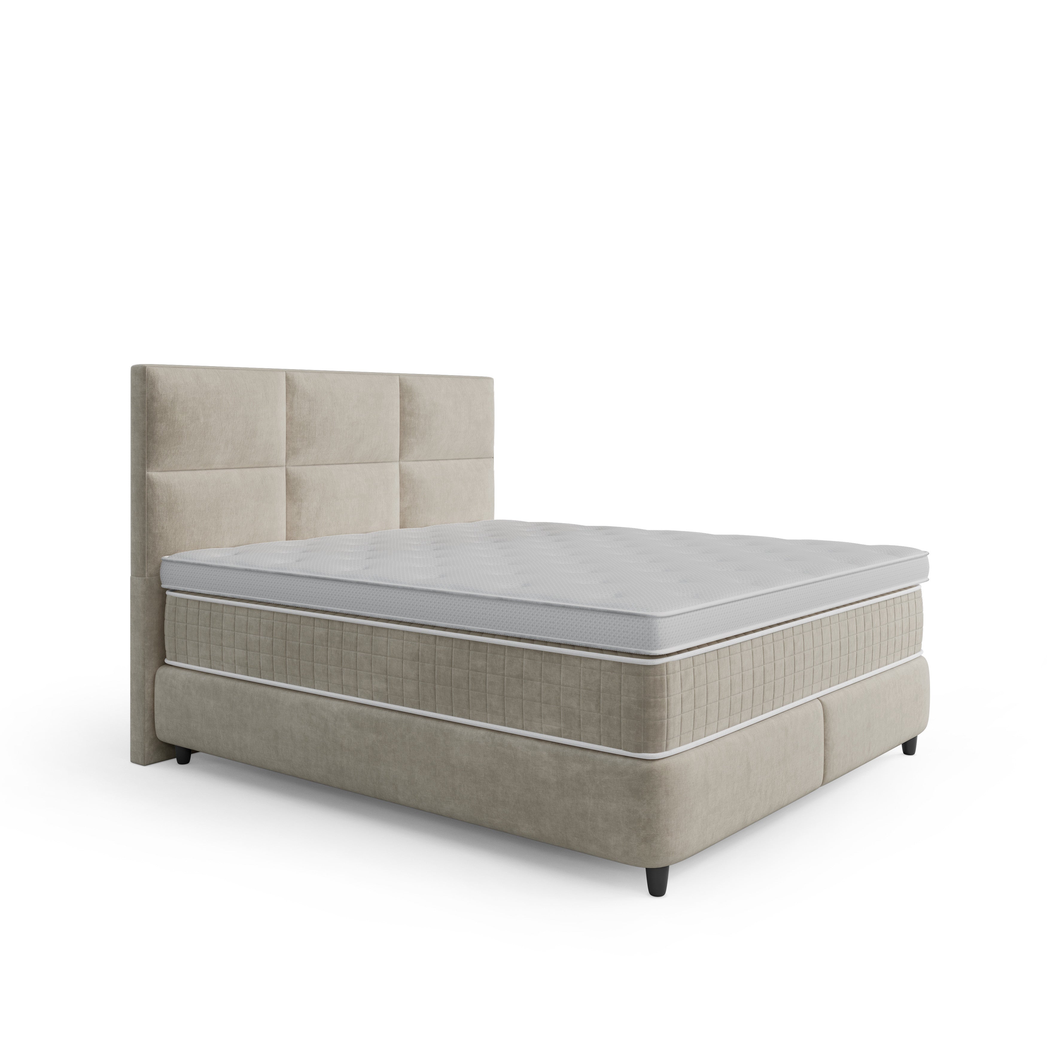 Boxspring met Opbergruimte Lunaro - Complete Set met Luxe 7-zone Matras - Beige
