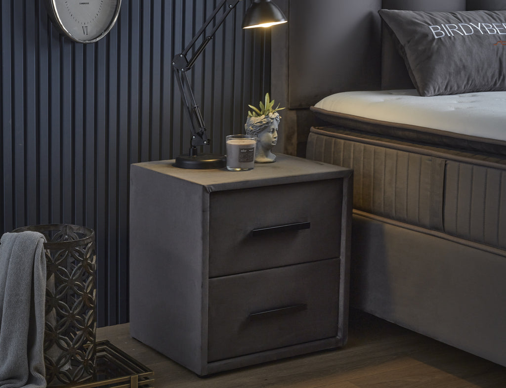 Boxspring met Opbergruimte Birdybedd - Complete set - Luxe 7-zone matras 500 pockets/m² met ingebouwde topper - Antraciet