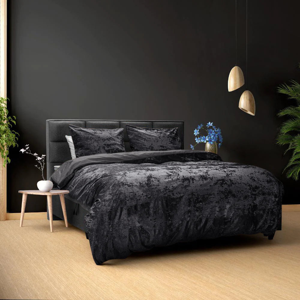 Dekbedovertrek Crystal Velvet - Midnight Black