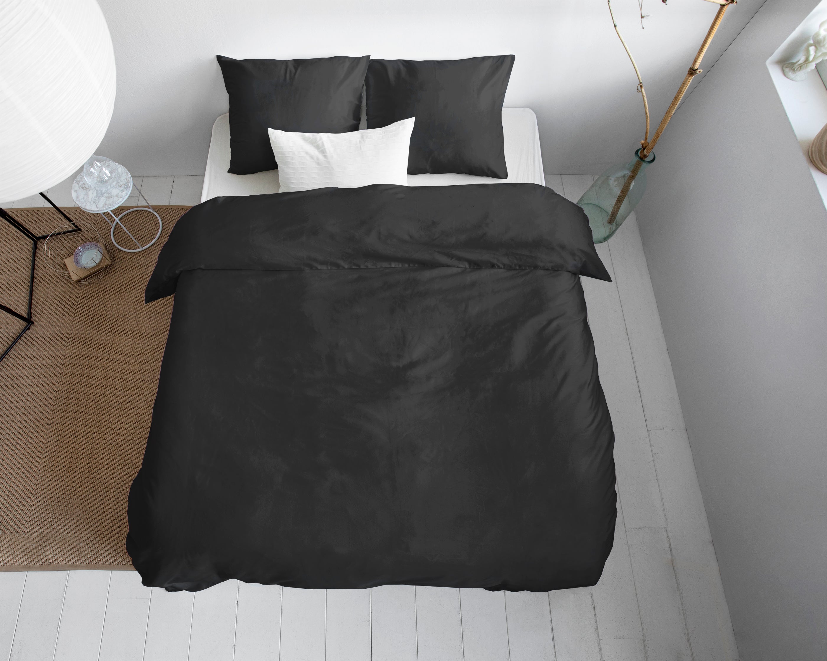 Duvet Cover Cotton Satin - Midnight Black