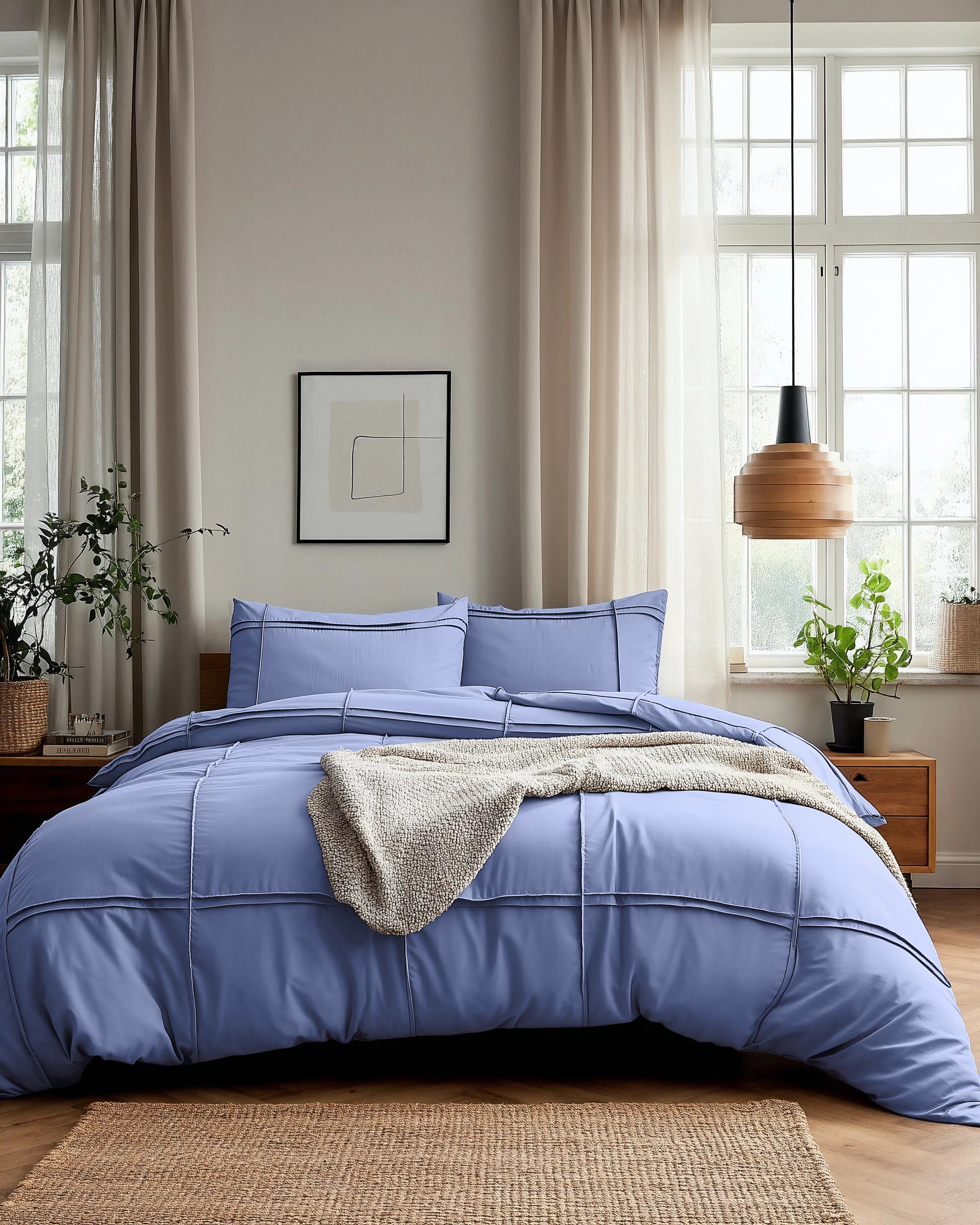 Dekbedovertrek Stone Washed Tufted - Denim Blue