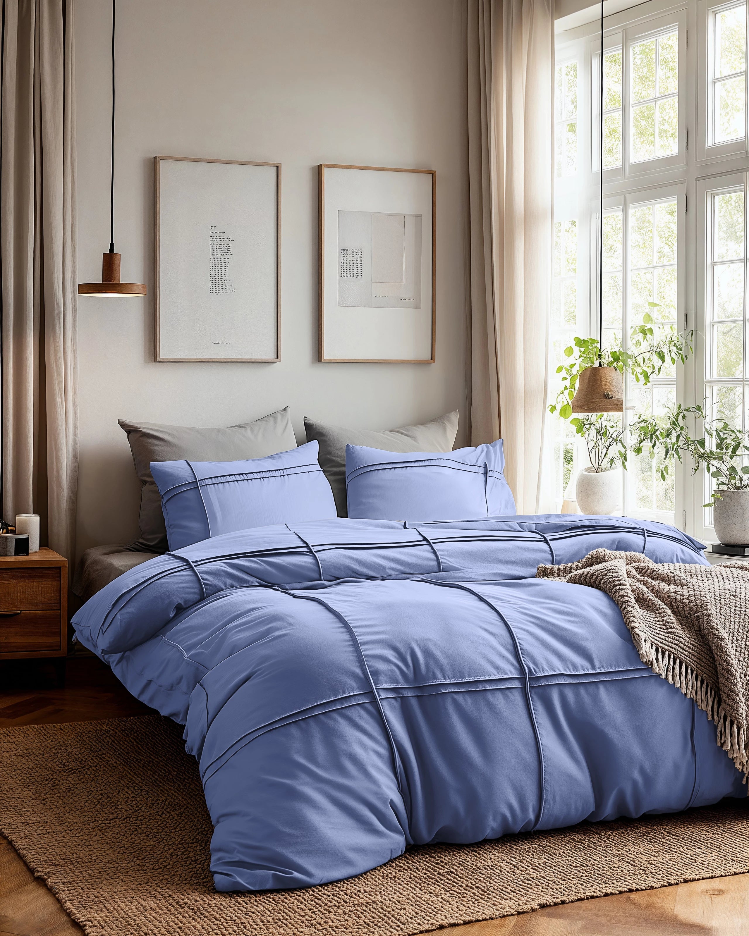 Dekbedovertrek Stone Washed Tufted - Denim Blue