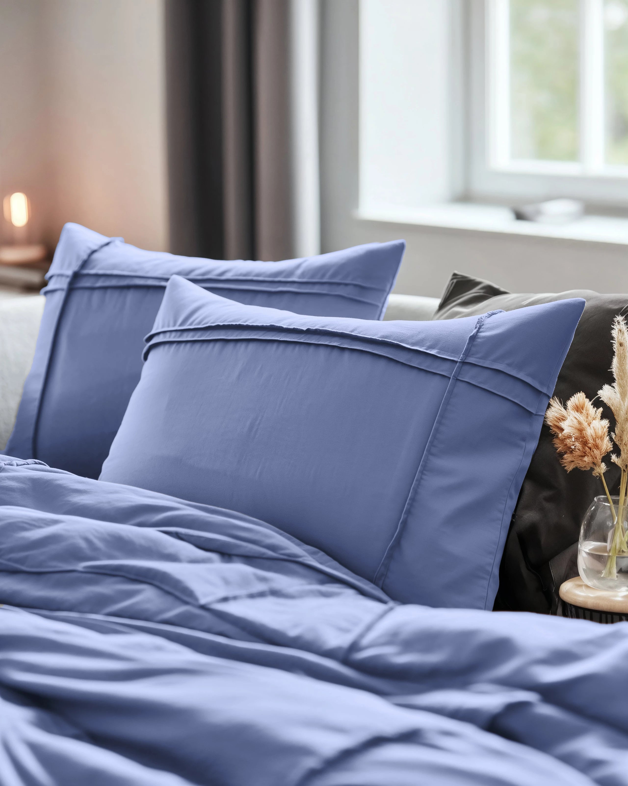 Dekbedovertrek Stone Washed Tufted - Denim Blue
