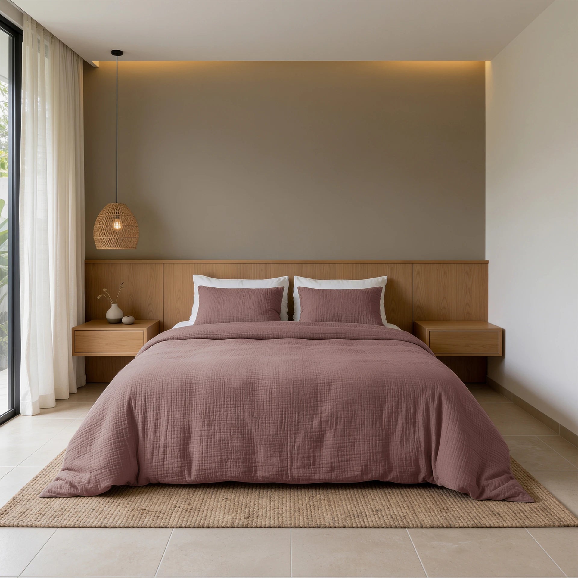 Katoenen Mousseline Dekbedovertrek Rustic – Oudroze