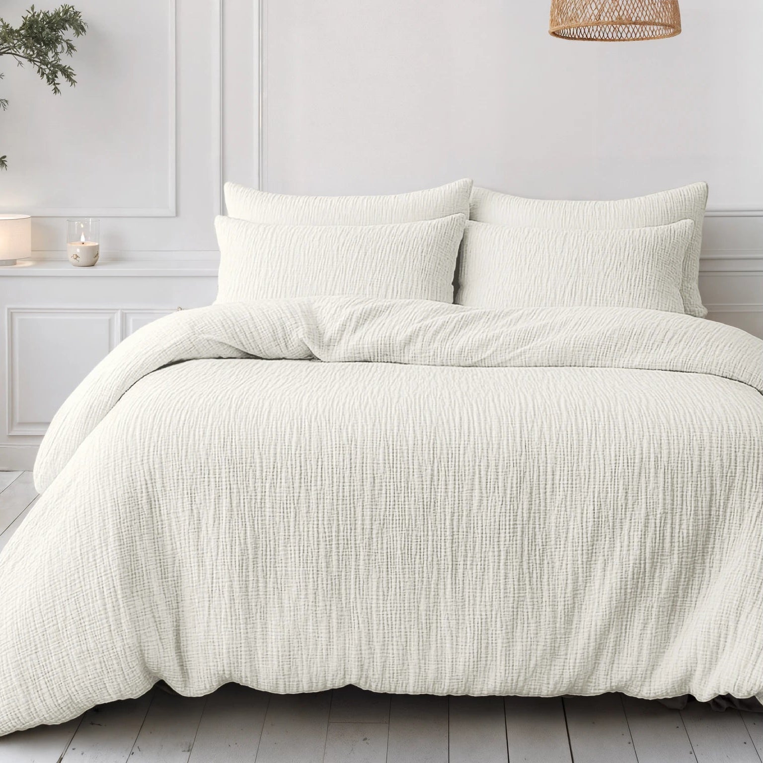 Katoenen Mousseline Lazy Dekbed met Kussenslopen – Beige