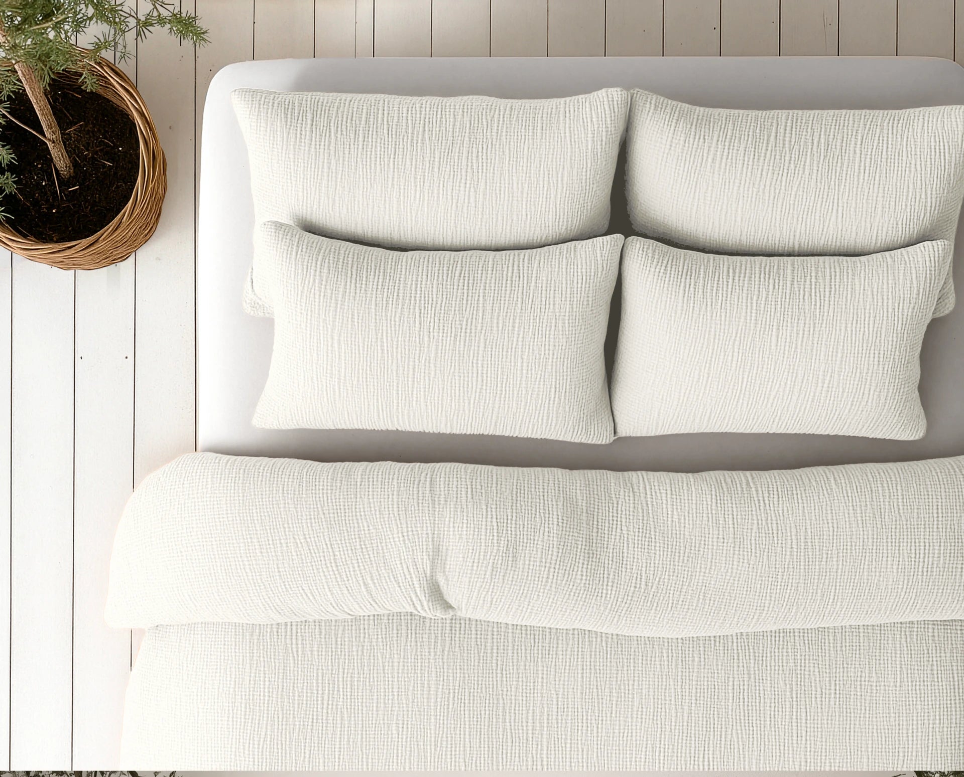 Katoenen Mousseline Lazy Dekbed met Kussenslopen – Beige