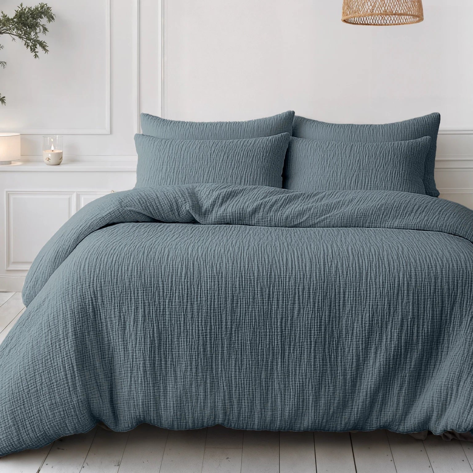 Katoenen Mousseline Lazy Dekbed met Kussenslopen – Groen