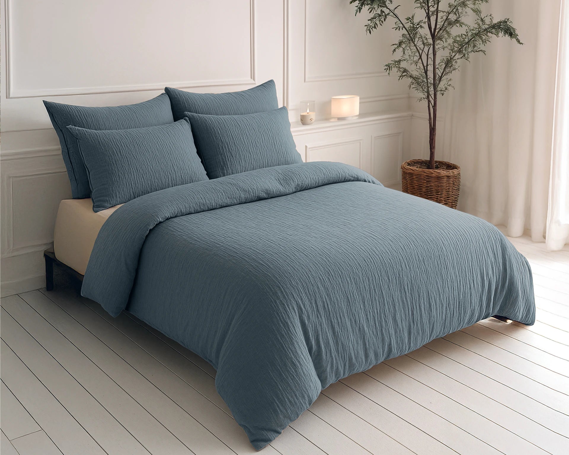 Katoenen Mousseline Lazy Dekbed met Kussenslopen – Groen