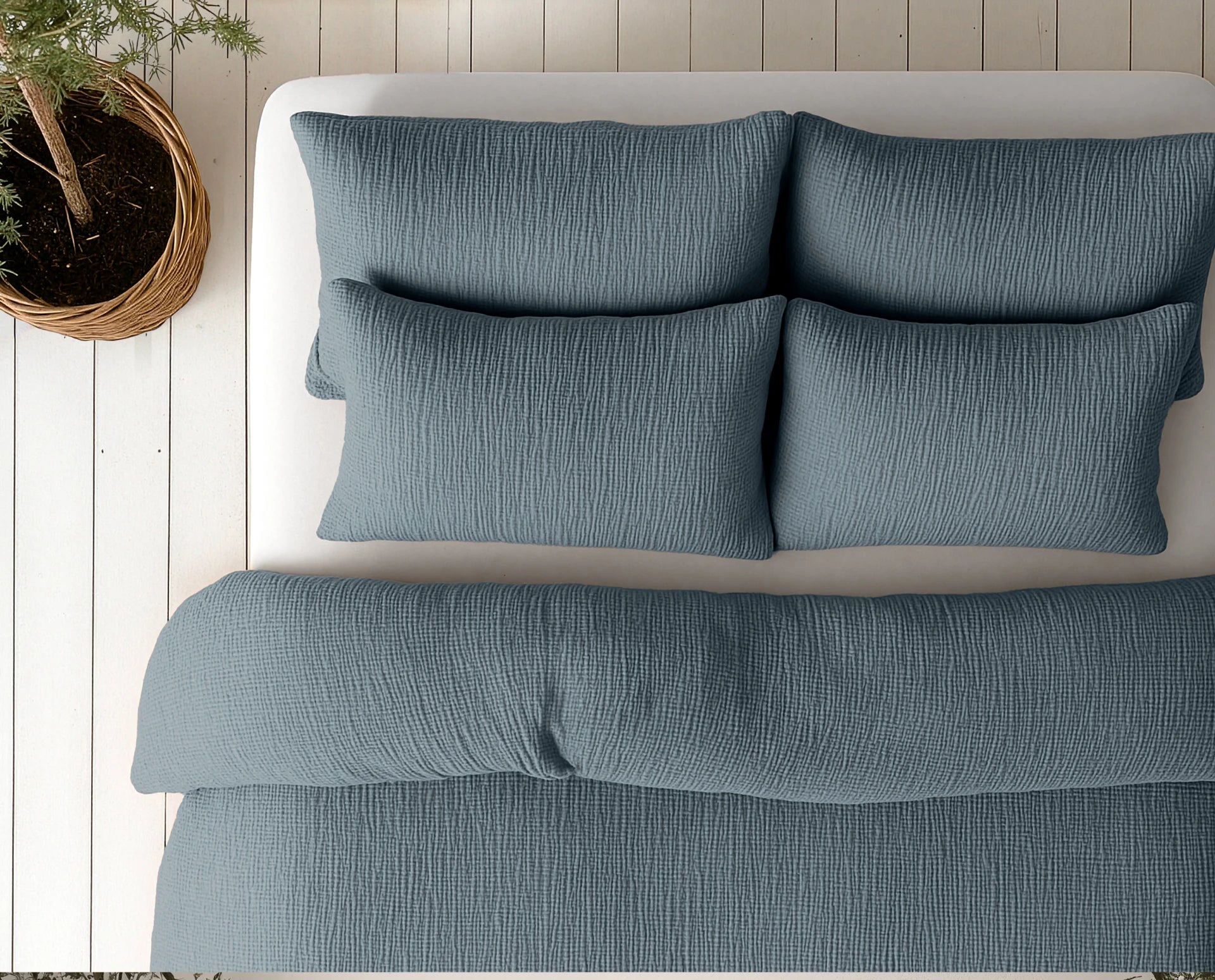 Katoenen Mousseline Lazy Dekbed met Kussenslopen – Groen