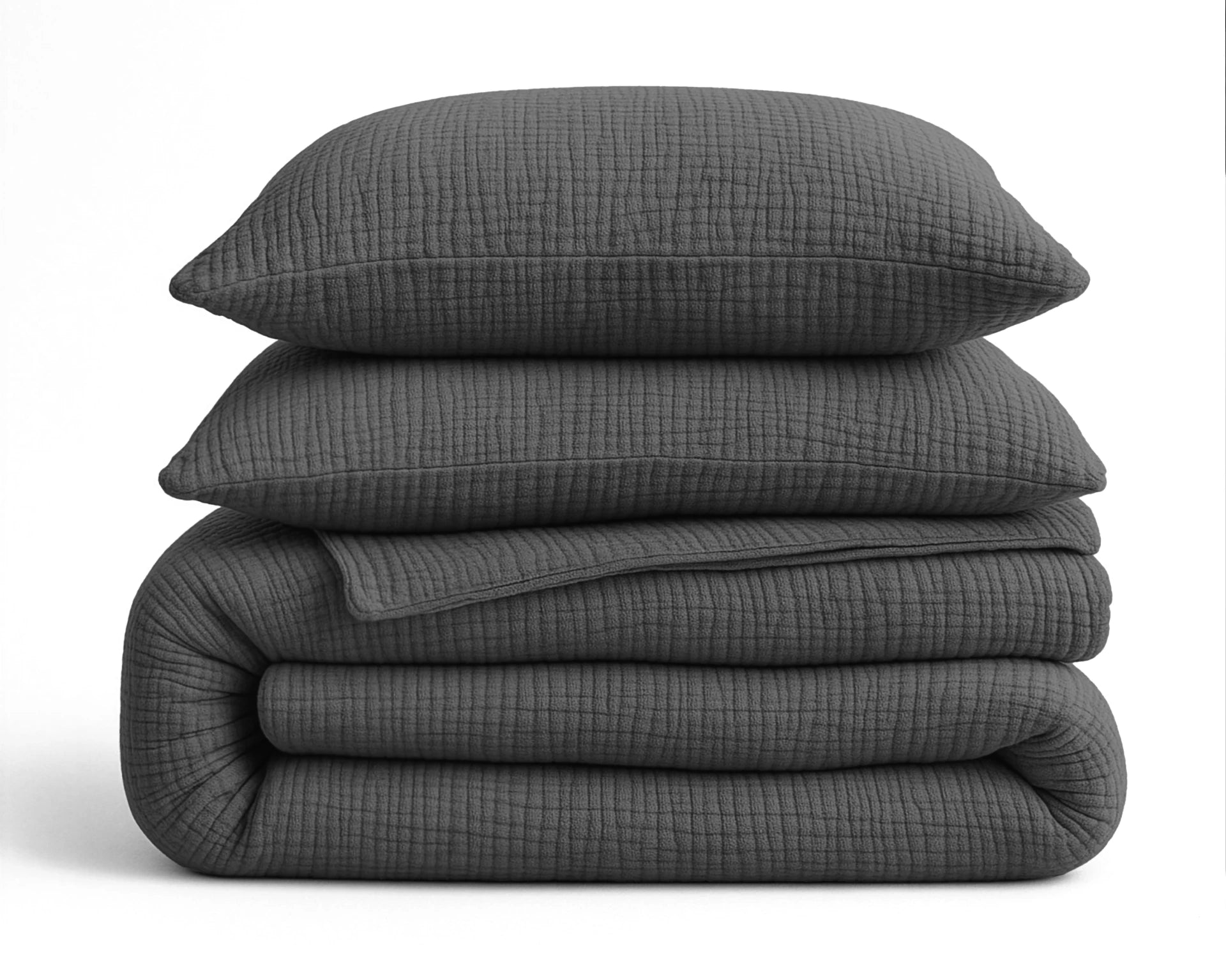 Katoenen Mousseline Lazy Dekbed met Kussenslopen – Antraciet