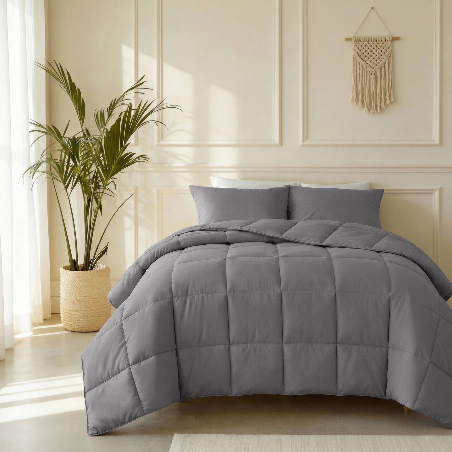 Percale Katoenen Lazy Dekbed – Antraciet