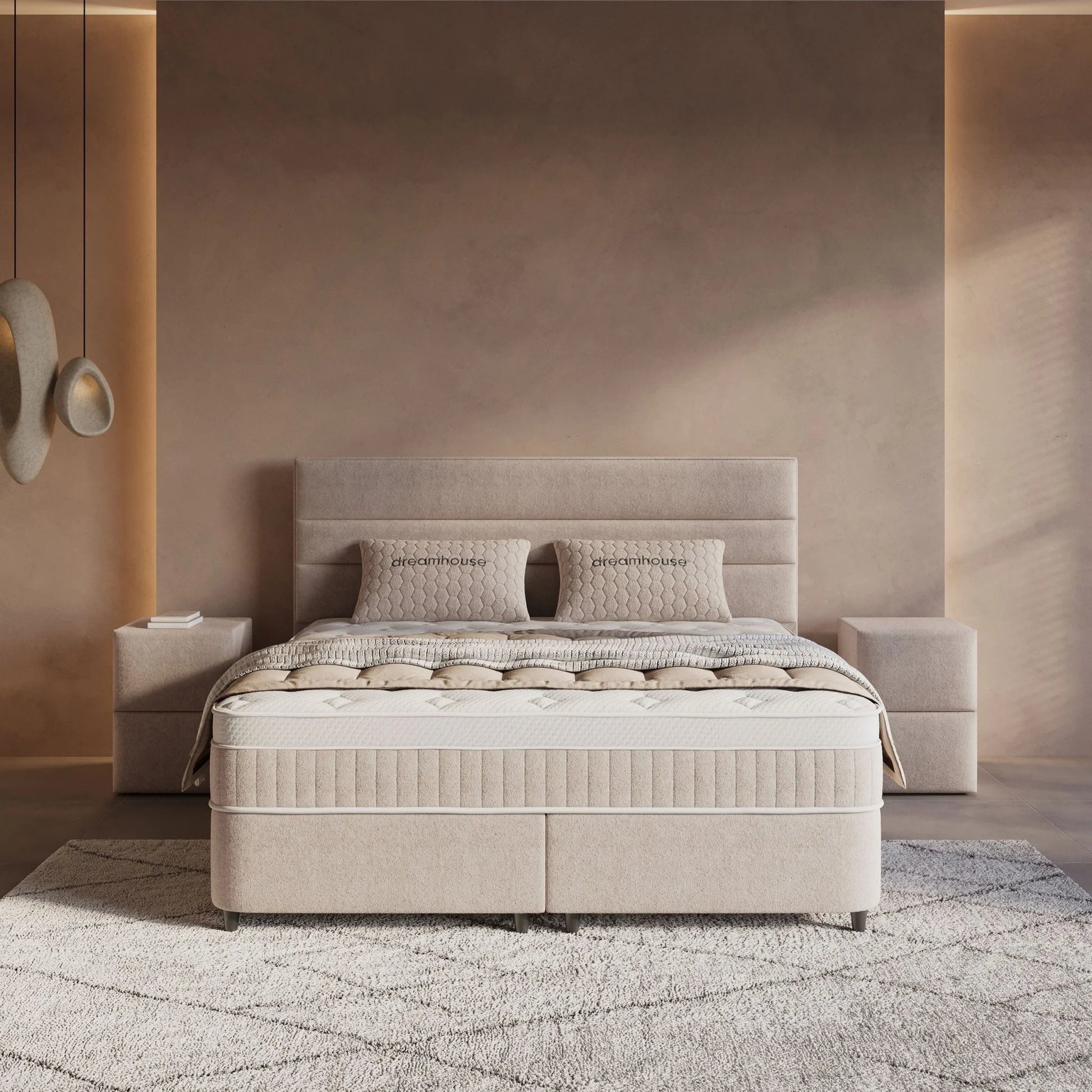 Boxspring met Opbergruimte Lunaris - Complete Set met Luxe 7-zone Matras - Beige