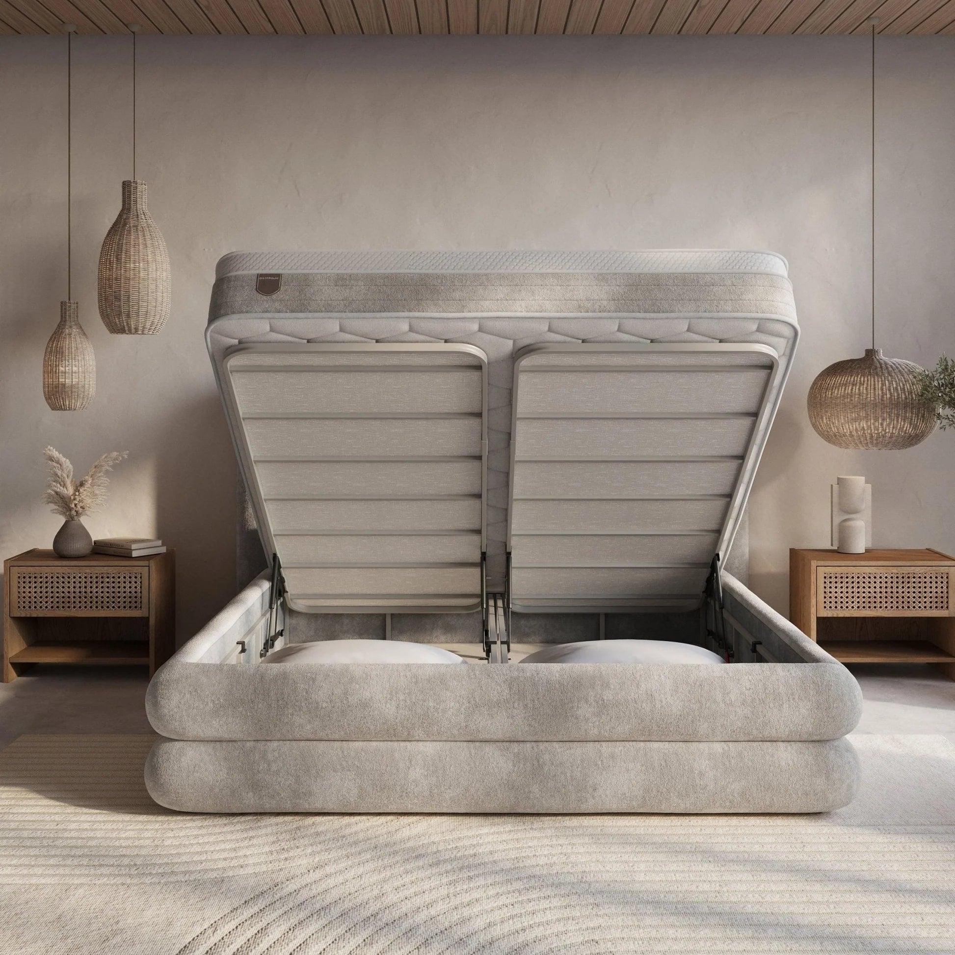 Boxspring met Opbergruimte Alora - Complete Set met Luxe 7-zone Matras - Sand Grey