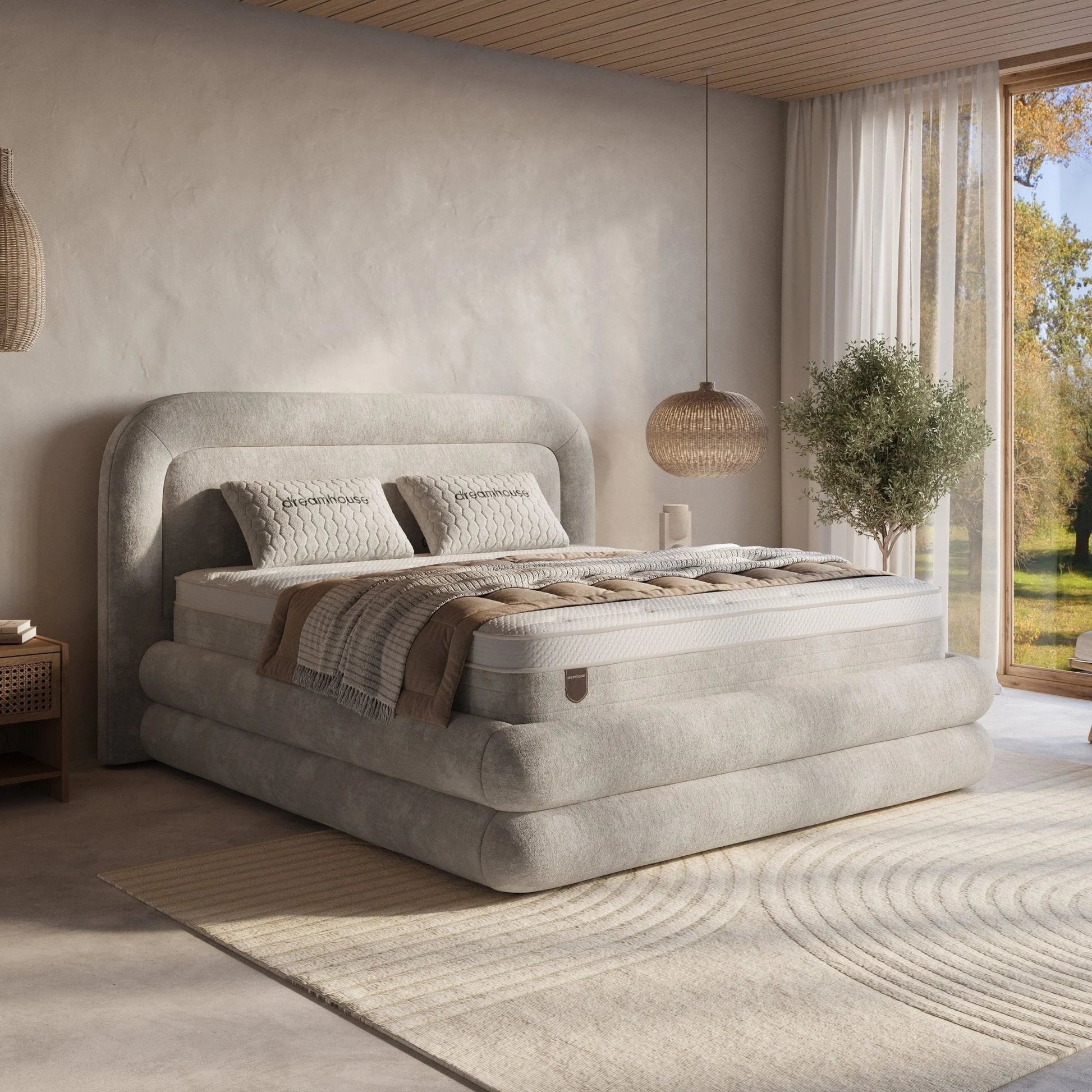 Boxspring met Opbergruimte Alora - Complete Set met Luxe 7-zone Matras - Sand Grey