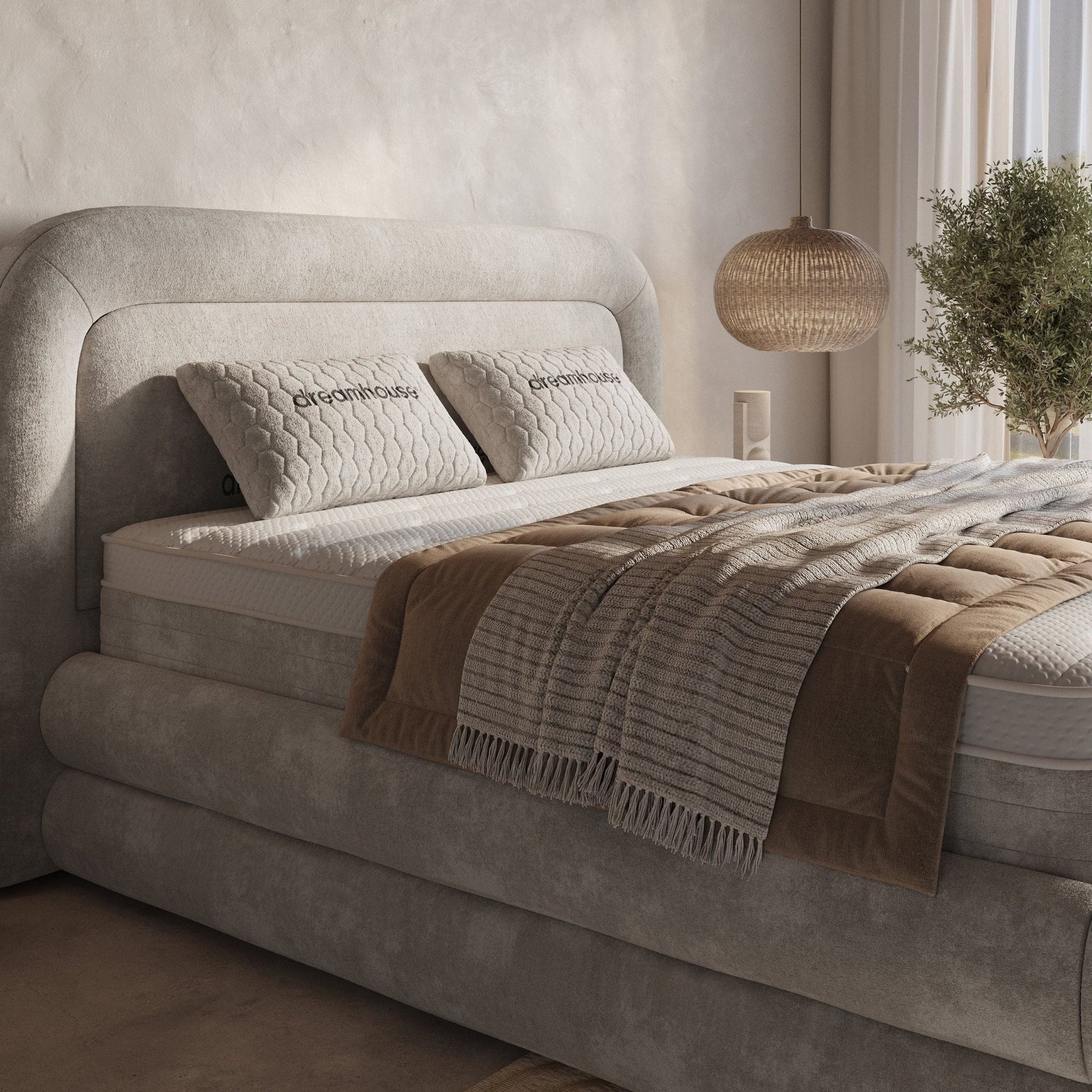 Boxspring met Opbergruimte Alora - Complete Set met Luxe 7-zone Matras - Sand Grey