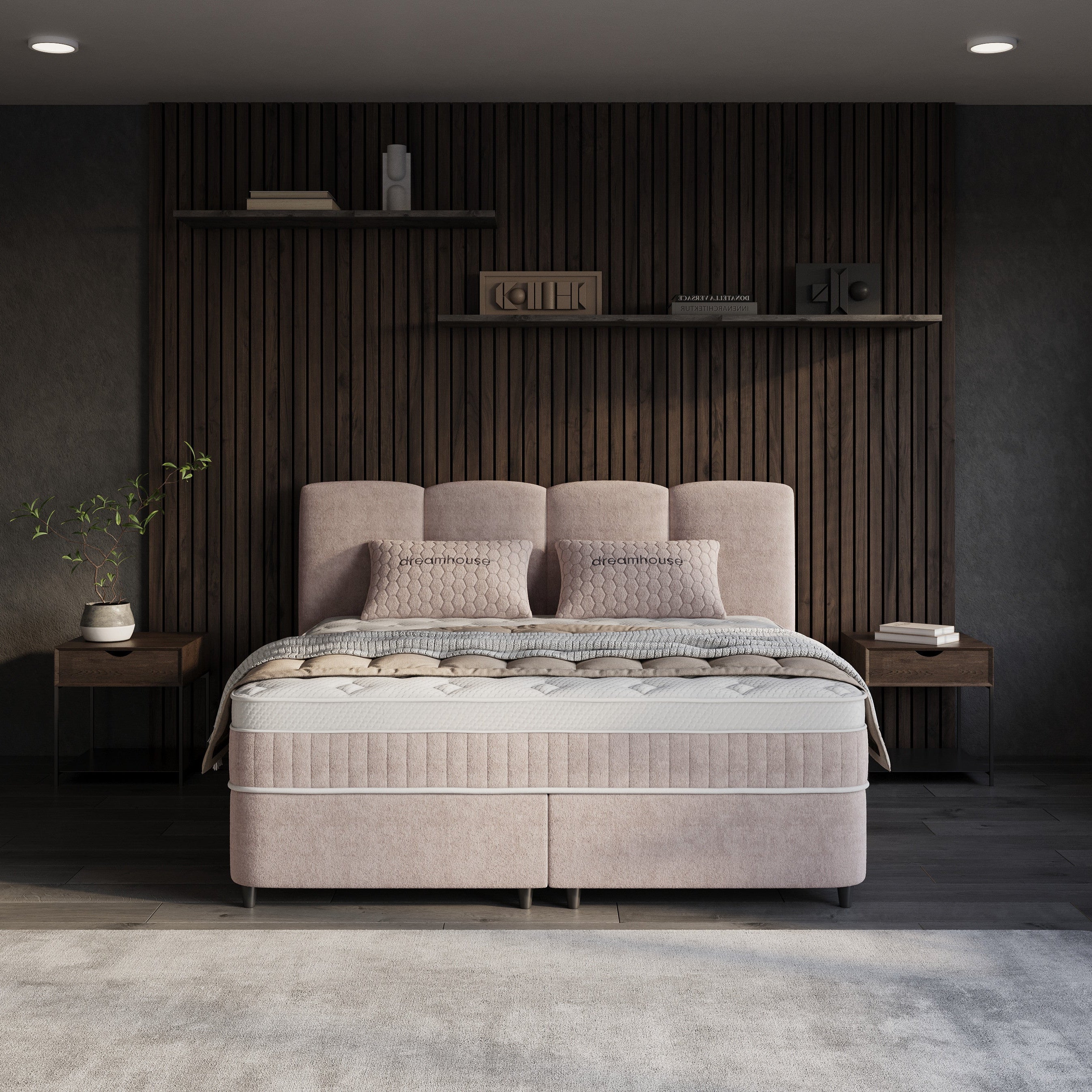 Boxspring met Opbergruimte Althea - Complete Set met Luxe 7-zone Matras - Taupe