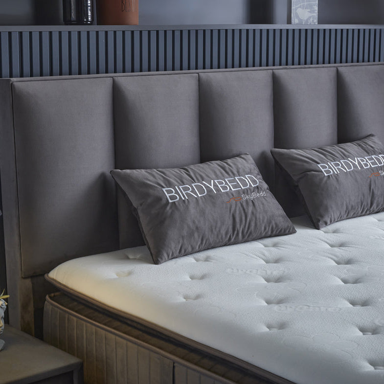 Boxspring met Opbergruimte Birdybedd - Complete set + Luxe 7-zone matras 500 pockets/m² met ingebouwde topper - Antraciet
