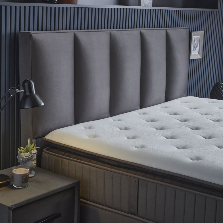 Boxspring met Opbergruimte Birdybedd - Complete set + Luxe 7-zone matras 500 pockets/m² met ingebouwde topper - Antraciet