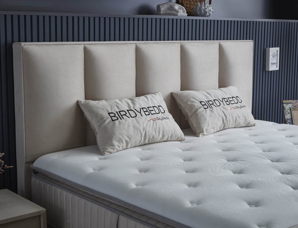 Boxspring met Opbergruimte Birdybedd - Complete set  - Luxe 7-zone matras 500 pockets/m² met ingebouwde topper - Cream