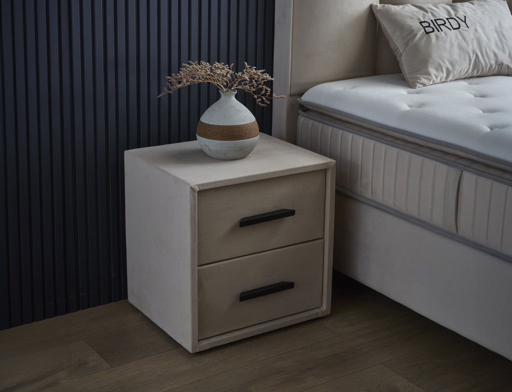Boxspring met Opbergruimte Birdybedd - Complete set  - Luxe 7-zone matras 500 pockets/m² met ingebouwde topper - Cream