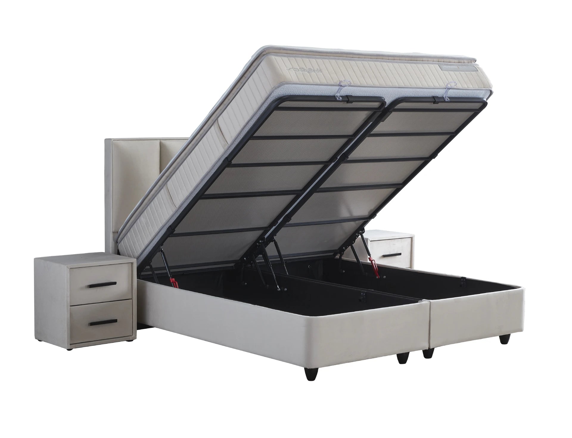 Boxspring met Opbergruimte Birdybedd - Complete Set met Luxe 7-zone Matras - Beige